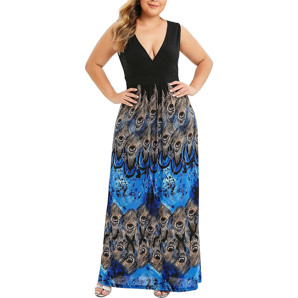 plus size peacock dress