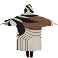 thumbnail image 2 of Oversized Wearable Blanket Hoodie,Black Boho Geometric and Plant Pattern Sherpa Blanket Hoodie with Super Pockets,Super Warm Fuzzy Pullover for Women & Men, 2 of 6