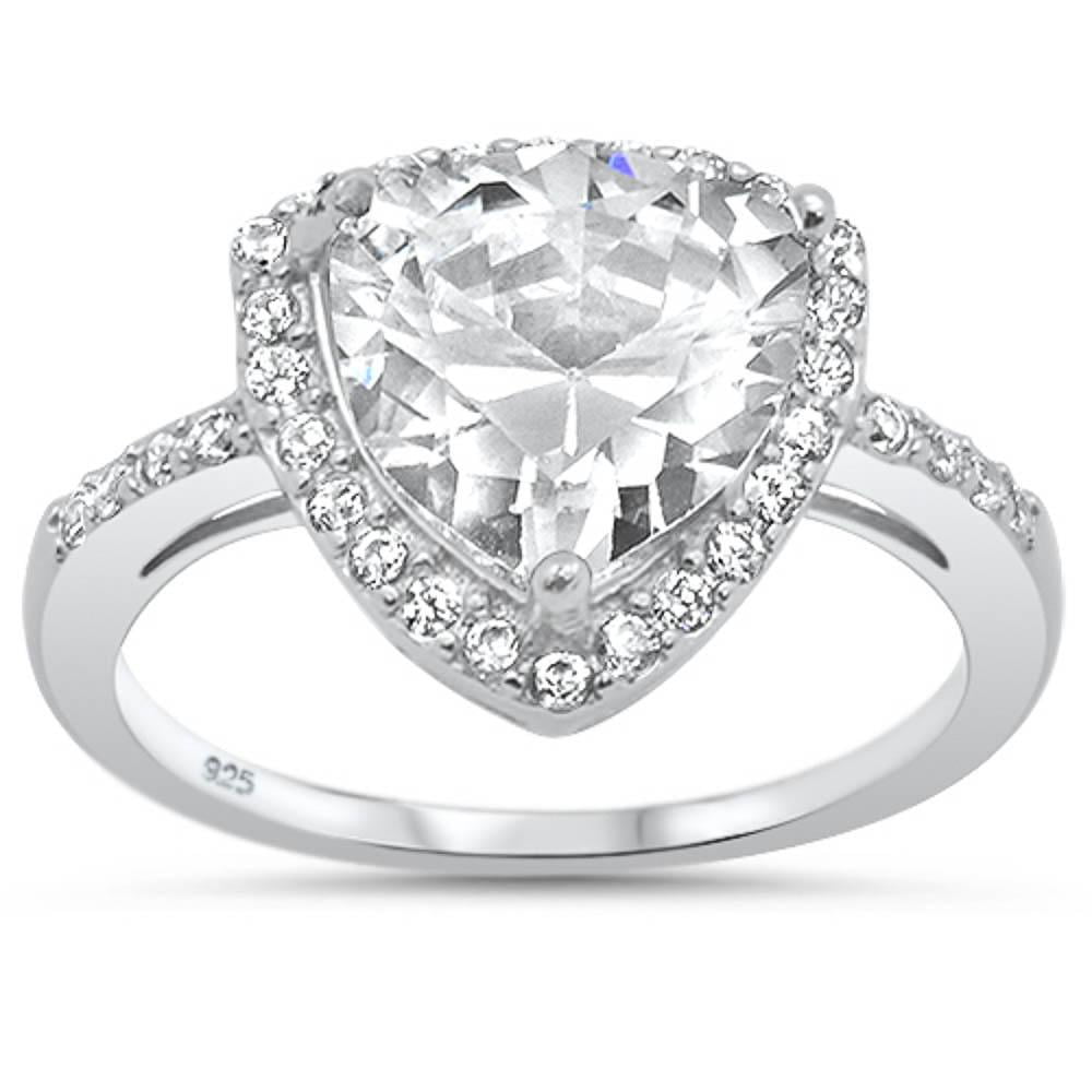 All in Stock Sterling Silver Trillion Cut Clear Cubic Zirconia