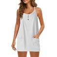 thumbnail image 4 of Women's Bermuda Dress Shorts Women Solid Color Suspender Bodysuit Jumpsuit Shorts White Xxl, 4 of 8