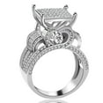 thumbnail image 3 of Uloveido White Gold Plated Elevated Architecture Ring with Micro CZ Stones Art Deco Heart Ring Ideas (Size 9) RA0221, 3 of 8