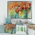 thumbnail image 3 of Designart 'Red Blossoming Poppies Over Wild Green IV' Traditional Framed Art Print, 3 of 4