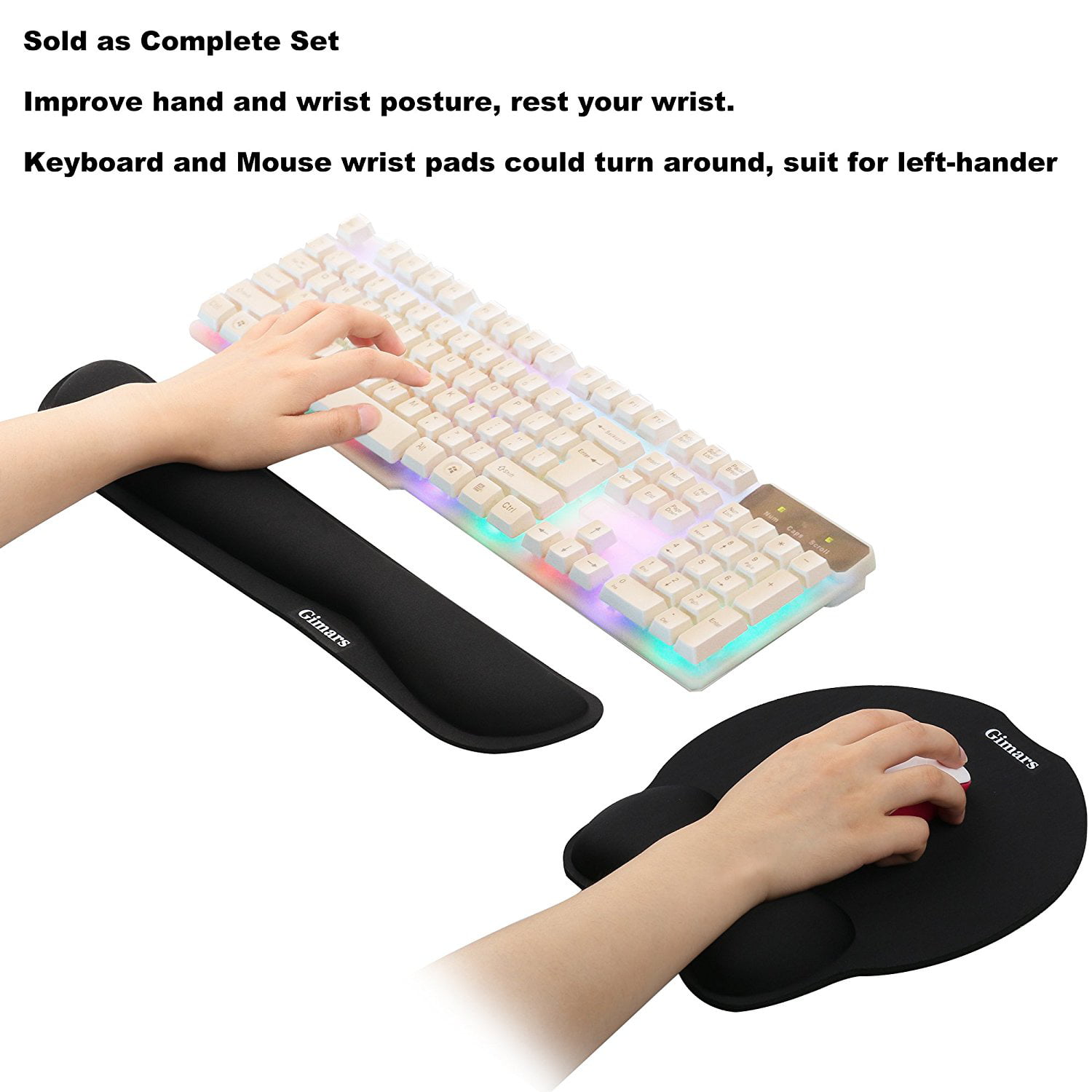 Gaming Office- Baby Sloth Ergonomic Mouse pad with Memory Foam Wrist Cushion & Non Slip Base for Computer Laptop Keyboard Wrist Rest Pad and Mouse Pad Wrist Support Set with Coaster 