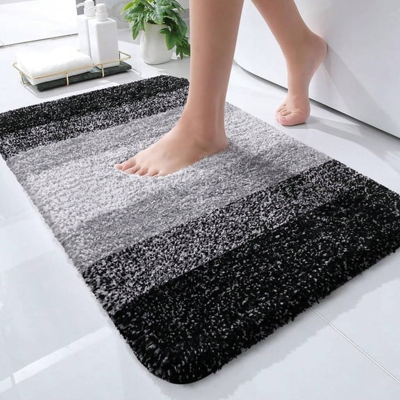 Bathroom Rug Mat, Non-Slip Bath Mat for Bathroom Floor, Quick Drying Soft Bath Rug, Machine Washable Bathroom Mat, 20 x 30 Inch,Black