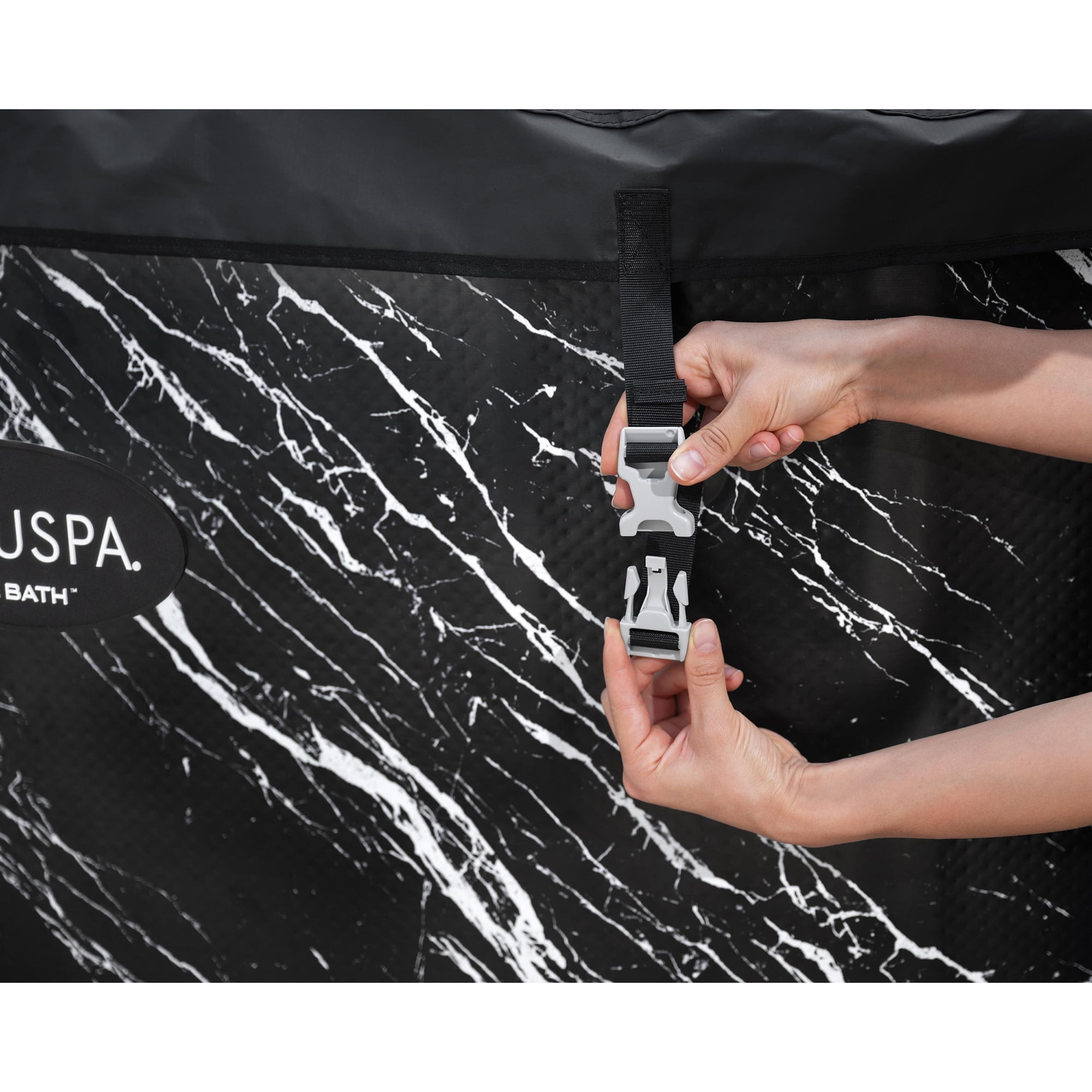 SaluSpa: Glacial Dip - Cold Plunge Inflatable Tub - 60x36x28", Black Marble, Ice Bath, FortiFiber, Polar Shield Year Round Use, Cover & Storage Bag