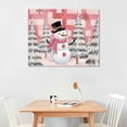 thumbnail image 2 of GOSMITH Pink Snowman Christmas Modern Art Wall Decor for Living Room/Bedroom, Winter Snowflake Xmas Tree Pink Grey Plaid Large Canvas Art Painting Framed Ready to Hang, 2 of 4