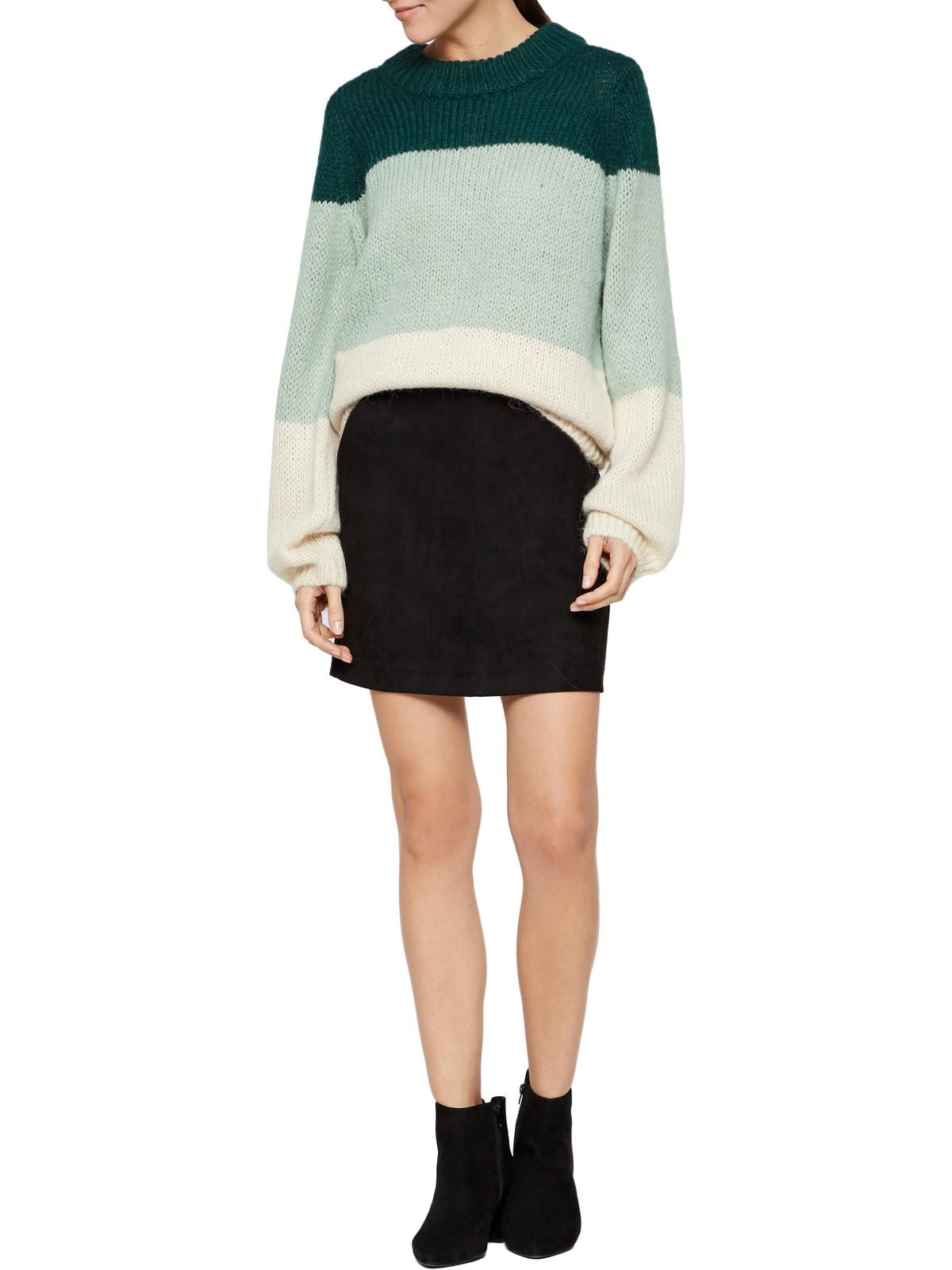 Vero Womens O-Neck Colorblock Pullover Sweater - Walmart.com