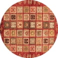 thumbnail image 1 of Ahgly Company Indoor Round Abstract Orange Modern Area Rugs, 3' Round, 1 of 4