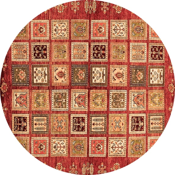 Ahgly Company Indoor Round Abstract Orange Modern Area Rugs, 3' Round