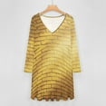 thumbnail image 4 of Yellow Brick Stone Wall Sunlight Long Sleeve Dresses For Women Vintage Elegant Party Dress Oversized V-neck Dress S-8XL, 4 of 7