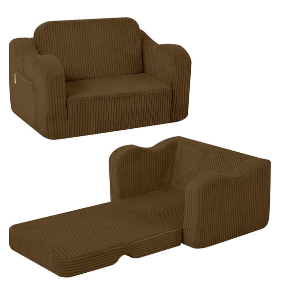 Sillón Sofá Cama para Niños Pequeños MeMoreCool de Pana Marrón