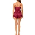 thumbnail image 3 of INSPIRE CHIC Women's Satin Lingerie Cami Tops and Shorts Sleepwear Pajamas Sets XL Wine Red, 3 of 6