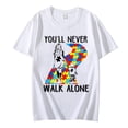 thumbnail image 4 of You‘ll Never Walk Alone Letter Puzzle Piece T-shirt Kids Women Graphic Tee Kindness Shirt Aesthetic Summer Autism Awareness Tops, 4 of 7