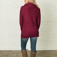 thumbnail image 5 of WHLBF Blouse for Women Long Sleeve Women Long Sleeve Solid Sweatshirt Pullover Tops Blouse Shirt Knitted Sweater Rollbacks Wine 4(S), 5 of 6