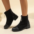 thumbnail image 2 of NECHOLOGY Botas Mujer Adulto Femenino Zapatos Botines de mujer Botas de tobillo de tacón grueso con cremallera frontal y panel de gamuza de cuero retro a la moda para mujer (Black, 7.5), 2 of 6