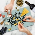 thumbnail image 4 of Occult Cutting Board, Third Eye in Sun Circle Pattern the Locus of Force Art Print Image, Decorative Tempered Glass Cutting and Serving Board, Large Size, Black and White, by Ambesonne, 4 of 5