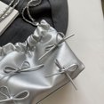 thumbnail image 4 of 3071 Plisado Lazo Tendencia Versátil Bolso Bandolera Mano (Plata) Plata, 4 of 9