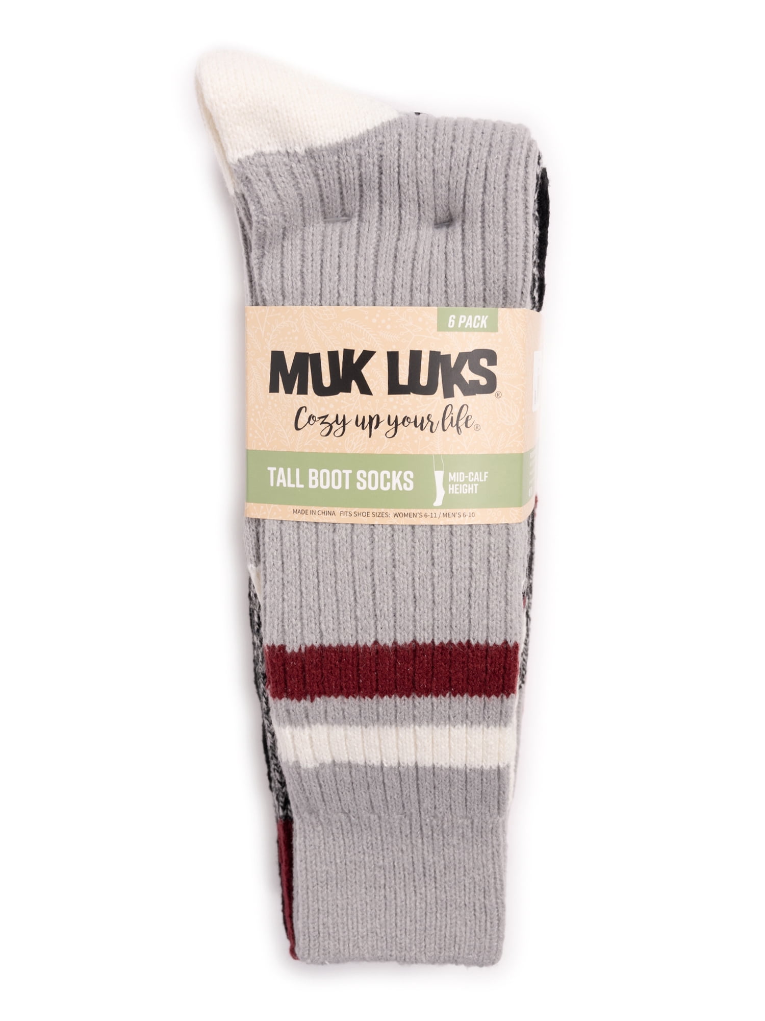 Muk Luks Women's Mid-Calf Tall Boot Socks, 6-Pack