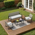 thumbnail image 6 of Noelse 4 Piece Patio Furniture Set, Outdoor Wicker Patio Furniture with Coffee Table and 2 Rocking Bistro Set for Backyard, Light Grey, 6 of 7