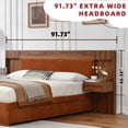 thumbnail image 6 of Queen Size Bed Frame with Storage Drawers & Built-in Nightstands, Wood Bed Frame with Linen Upholstered Headboard, No Box Spring Needed, Ocher, 6 of 10