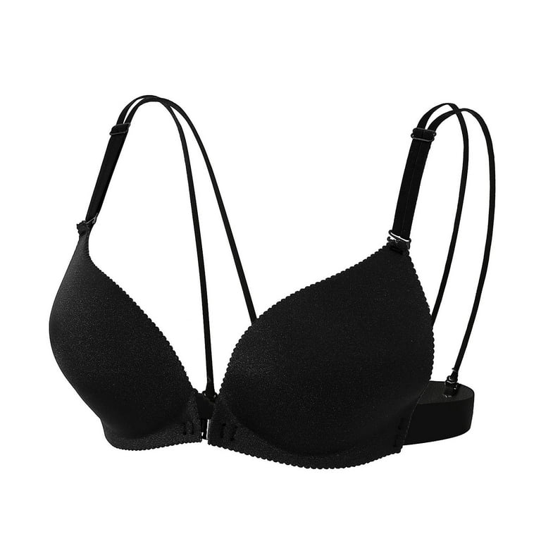 Bras For Women No Underwire No Steel Ring French Front Close T Back  Seamless Unlined Large Bust Black Sports Bra XXL 
