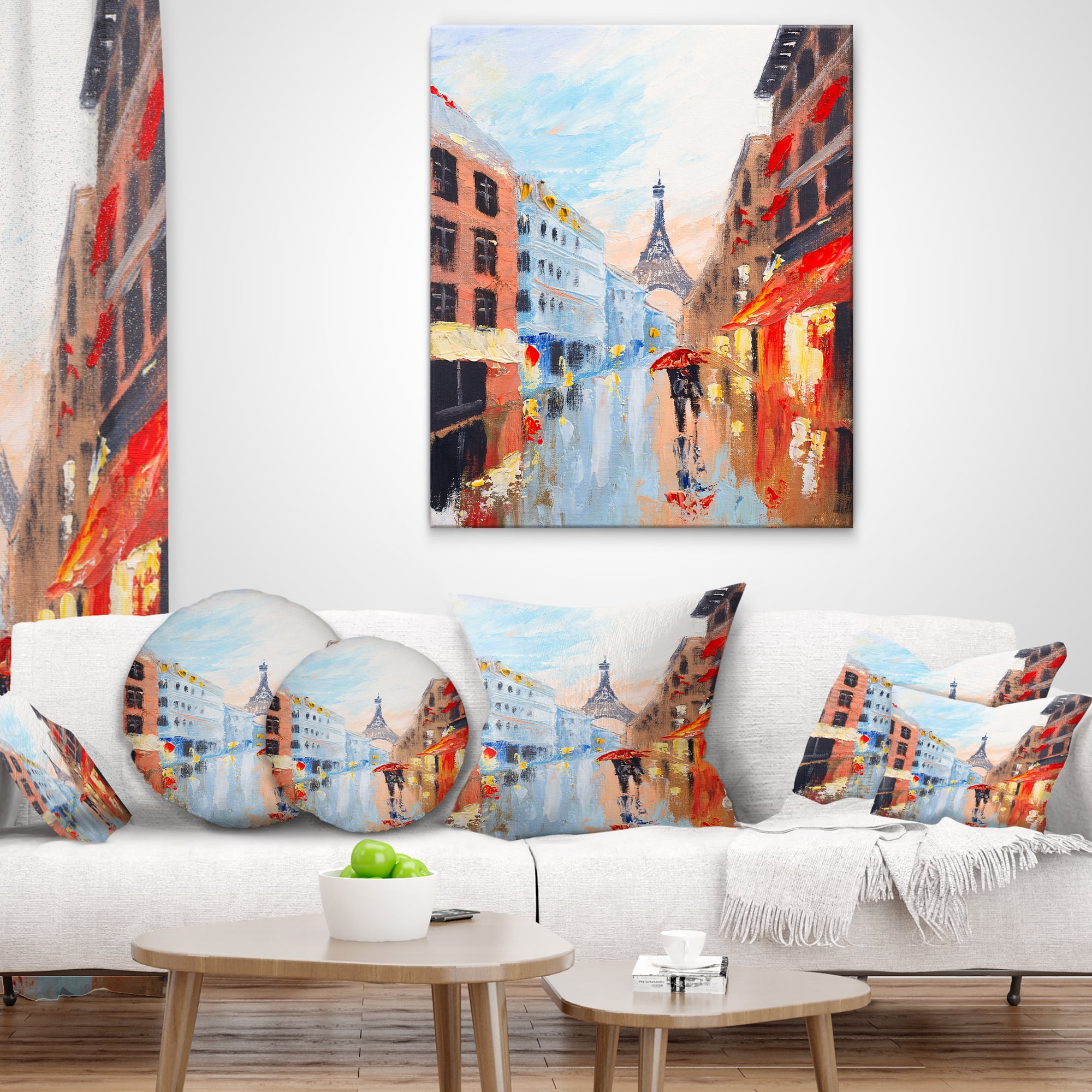 Designart Couple Walking in Paris - Sensual Throw Pillow - 16x16