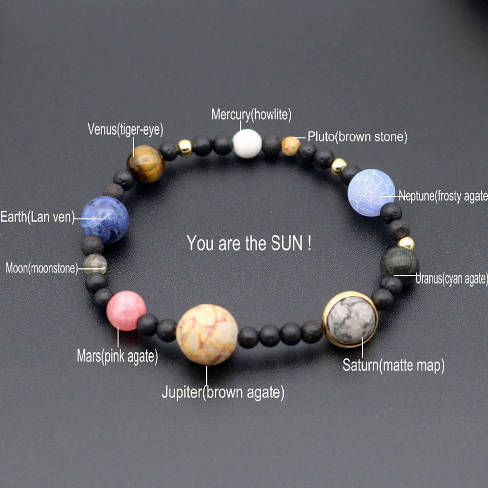 Outtop Men Women Natural Stone Milky Way Beads Yoga Bracelet Bangle, Indoor and Outdoor Decoration