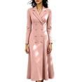 thumbnail image 2 of Aimik Women's Double Breasted Long Blazer Dress Lapel Collar Work Office Slim Fit Formal Midi Coat Dress, 2 of 5
