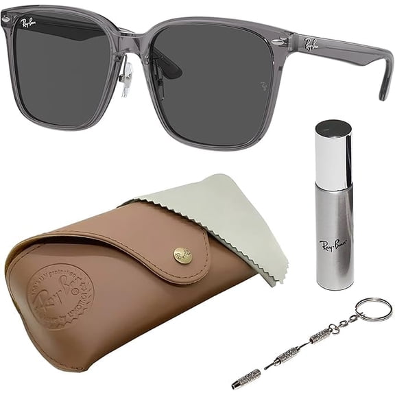Ray-Ban RB2206D Square Shaped Non-Polarized Sunglasses for Men & Women - Includes Official RAYBAN Eyewear Kit - Ideal Formal & Casual Wear Sunglasses - Dark Grey Lens