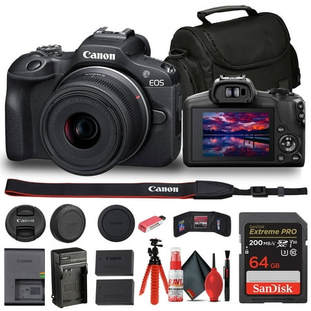 Canon EOS R100 Mirrorless Camera with 18-45mm Lens (6052C012) + Bag +...