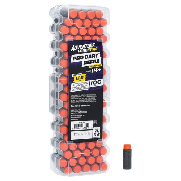 Adventure Force Tactical Strike 100 Half-Length Pro Foam Dart Blaster Refill, Shoots over 125 ft, Compatible with Most Pro Blasters, 14