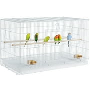Alden Design 30" Bird Cage with Slide-Out Tray and Wood Perches, White