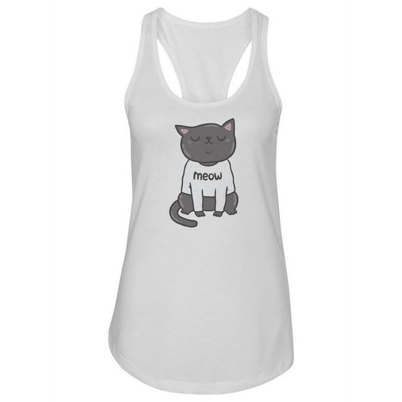 Cat With Meow Shirt Racerback Tank Women -Image by Shutterstock, Female x-Large
