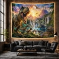 thumbnail image 6 of Prehistoric Sunset with Main Detailed Tyrannosaurus, Mystical Fantasy for Space Lovers, Wall Decor, Thanksgiving Hostess Gift, Tapestry Wall Hanging for Dorm and Living Room, 6 of 7