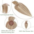 thumbnail image 2 of MY-LADY Hair Toppers for Women Real Human Hair with Bangs 3 Clip In Remy Topper Hairpiece for Thin Hair Natural Looking Hair Extensions 12inch #12P613 Golden Brown & Bleach Blonde, 2 of 8