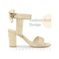 thumbnail image 3 of BLISSFUL STEP Back Ankle Tie Open Toe Block Heel Sandals for Women Beige (Size 6.5), 3 of 4