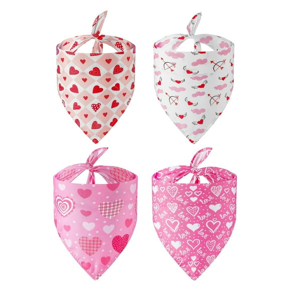 Dog Bandanas 4 Pack, Triangle Valentine's Day Pet Scarf for Boy and Girl, Bandana for Dogs, 65x45x45cm - L 65x45x45cm