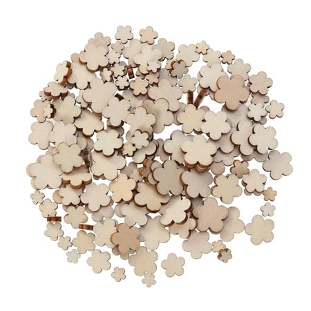 

50pcs DIY Wooden Slices Plum Blossom Shape Wooden Circles DIY Pendant Accessories (Assorted Size)