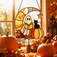 thumbnail image 3 of OCCOA Cute Ghost Stained Glass Style Acrylic Hanging Ornament with Bell Fall Pumpkin Window Suncatcher for Halloween Home Porch Decor Gift Idea, C, 3 of 6