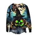 thumbnail image 5 of Censtreet Women's Halloween Figure Graphic Print Sweatshirt Round Neck Long Sleeve Contrast Color Graffiti Pullovers, 5 of 6