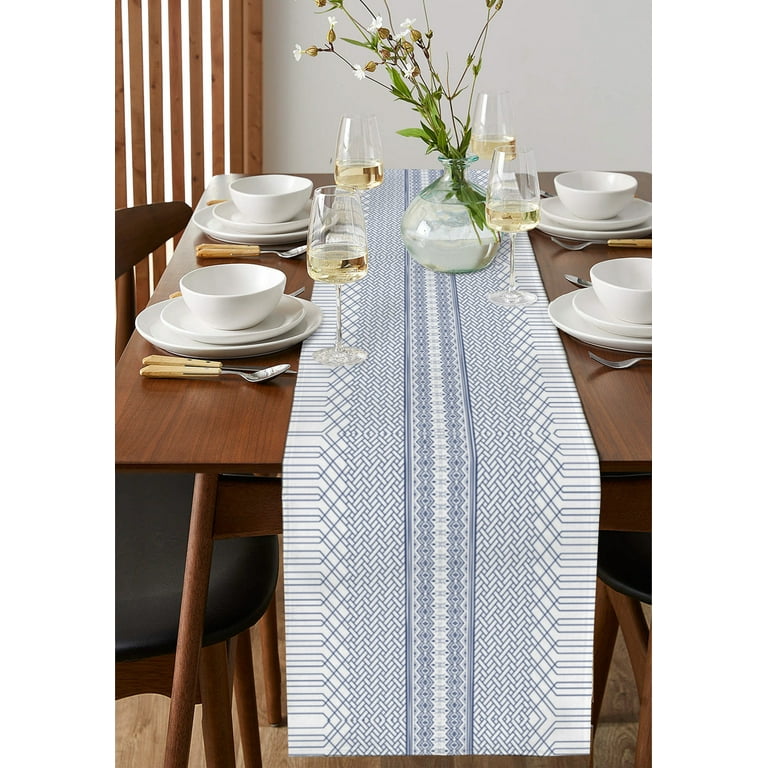 Table Runner Dresser Scarves 90 Inch Long, Modern Geometric Lines Stripe Art Linen Dining Table Runners Minimalist Blue Ombre on White Tabletop Scarf for Wedding Holiday Party Kitchen - Walmart.com Table Runner Dresser Scarves 90 Inch Long, Modern Geometric Lines Stripe Art Linen Dining Table Runners Minimalist Blue Ombre on White Tabletop Scarf for Wedding Holiday Party Kitchen - Walmart.com