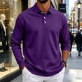 thumbnail image 4 of Bbyeadc Men's Long Sleeve Polo Shirt Loose Fit Casual Classic Comfortable Soft Lightweight Relaxed Everyday for Daily Wear,Purple(S), 4 of 6