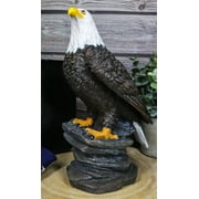 9"H Realistic American Pride Majestic Bald Eagle Perching On Cliff Rock Statue