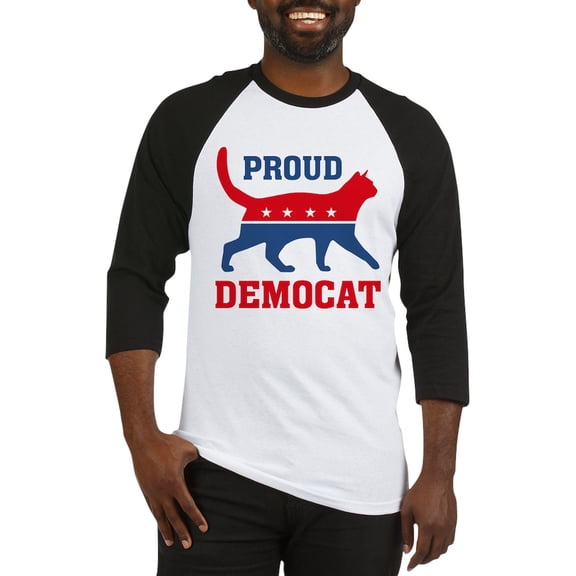 CafePress - Proud Democat Baseball Jersey - Cotton Baseball Jersey, 3/4 Raglan Sleeve Shirt