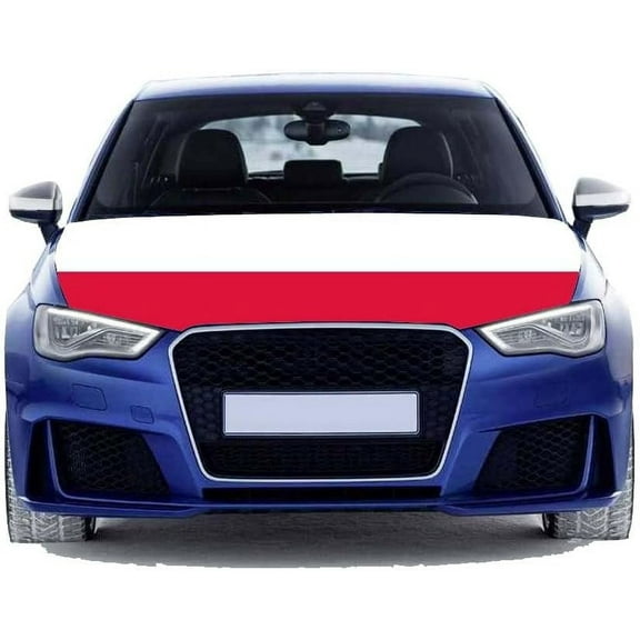 Poland National Flag Oversized Car Hood Cover 3.3X5FT/6X7FT100% Polyester Elastic Fabrics Can be Washed Suitable for Large SUV and Pickup Trucks (Poland, 6x7FT)