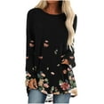 thumbnail image 2 of Herrnalise Long Sleeve Tunic Tops for Women High Low Hem Print Shirts Ladies Plus Size Round Neck Blouse Tee Loose Pullover T-shirt r Swing Tunic Tops for Women S-2XL, 2 of 5