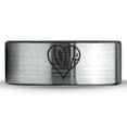 thumbnail image 2 of Tungsten Heart Love Hippy Boho Emoji Band Ring 8mm Men Women Comfort Fit Brushed Gray Flat Cut Black Polished, 2 of 4