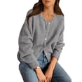 thumbnail image 2 of Gynyvoja Long Sleeve Crewneck Button Down Womens Sweaters Spring Open Front Chunky Cardigan for Women Gray M, 2 of 9