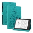 thumbnail image 2 of FJLBDE Case for 7" Kindle Paperwhite 12th Gen 2024, Embossed Flower PU Leather Flip Wallet Folio Stand Cover, Green, 2 of 7