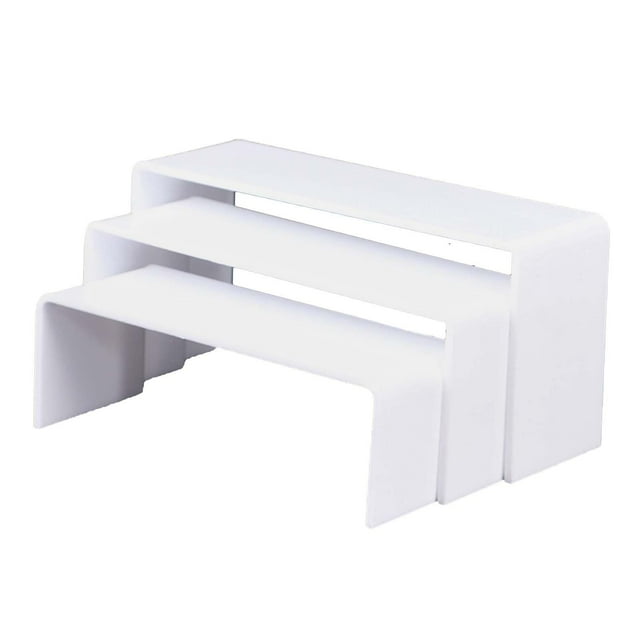 simhoa 3 Pcs Acrylic Display Stand Display Rack Holder Shelf Multi-Tier Multifunctional white